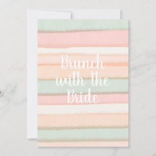 Pastel Watercolor Stripes Brunch Bridal Shower Invitation