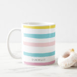 Pastel Watercolor Stripes Modern Personalised Mug<br><div class="desc">Modern and festive mug featuring yellow,  blue,  blush and pink watercolor stripes. This mug will be a perfect gift. Personalise by adding names or short texts.</div>