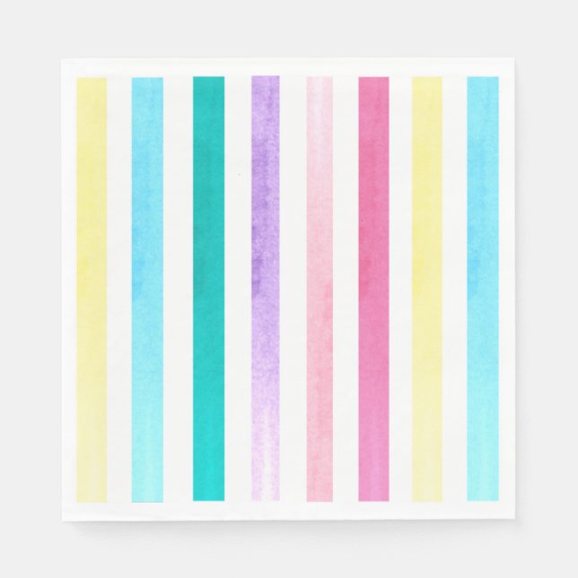 Pastel watercolor stripes napkin (Front)