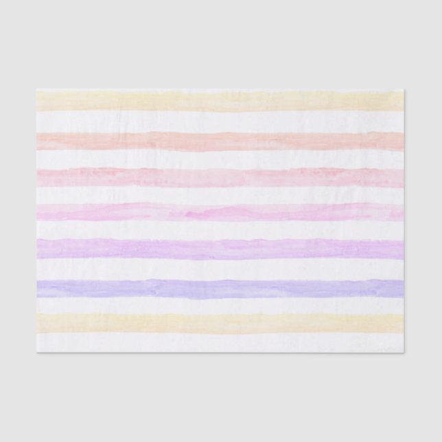 Pastel Watercolor Stripes Tissue Paper (Front)