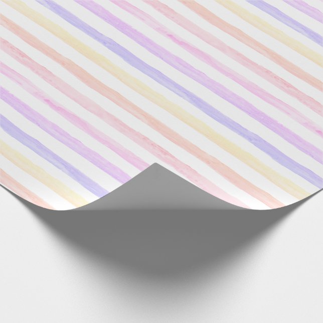 Pastel Watercolor Stripes Wrapping Paper (Corner)