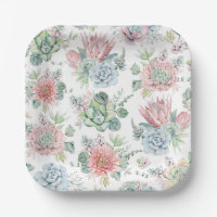 Pastel Watercolor Succulent and Cactus Pattern