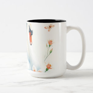 Pastel Watercolor Swan with Lilies and Dragonflies Two-Tone Coffee Mug