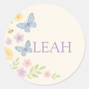 Pastel Watercolor Tea Party Floral Birthday Plate Classic Round Sticker