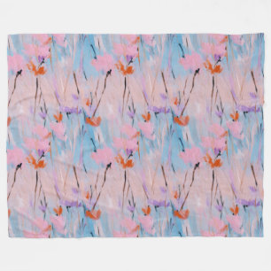 Pastel Watercolor Wildflower  Fleece Blanket