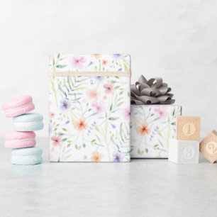 Pastel Watercolor Wildflower Pattern Wrapping Paper