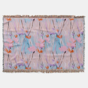 Pastel Watercolor Wildflower  Throw Blanket