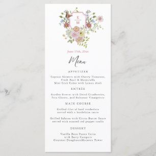 Pastel Watercolor Wildflower Wedding Menu