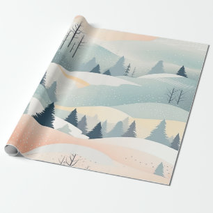 Pastel Watercolor winter Forest Pattern Wrapping Paper
