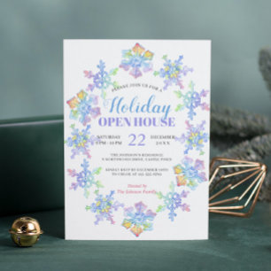 Pastel Watercolor Winter Snowflakes Holidays Invitation