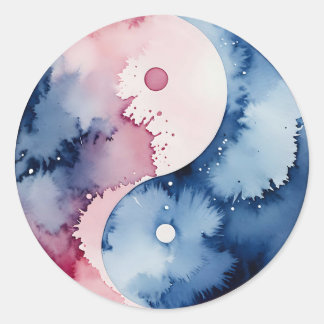 Pastel Watercolor Yin Yang Circle Sticker