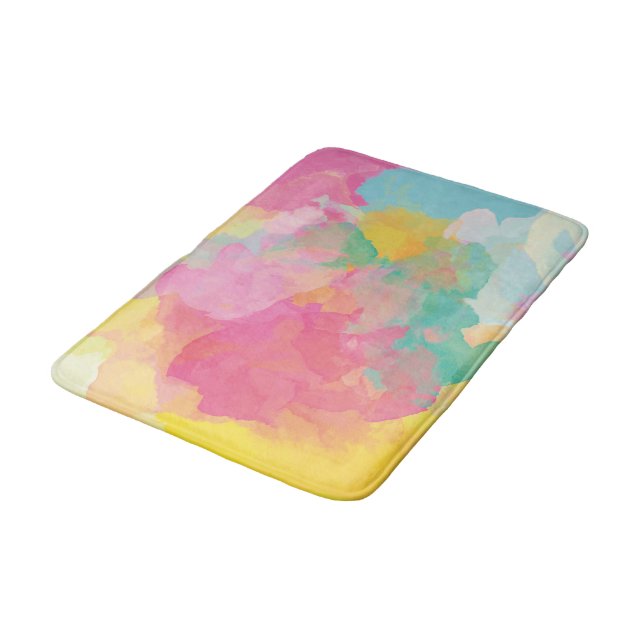 Pastel Watercolors Bath Mat (Angled)