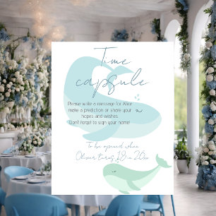 Pastel Watercolour Blue Green Whale Time Capsule Poster