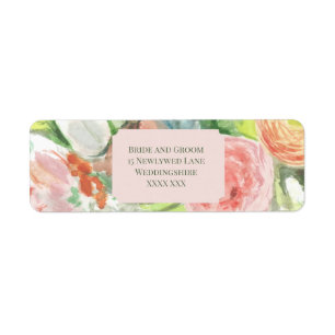 Pastel Watercolour Floral Wine Bottle Label Return Address Label