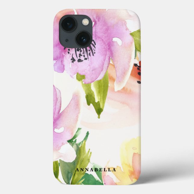 Pastel Watercolour Flowers Custom iPad Air Case (Back)