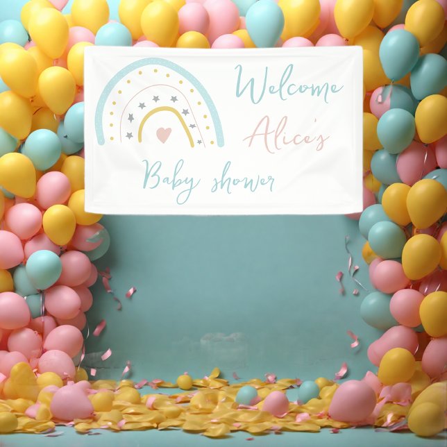 Pastel watercolour rainbow hart Baby Shower Banner (Creator Uploaded)
