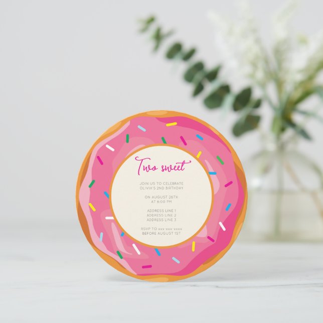 Pastel watercolour Two sweet second birthday  Invitation (Standing Front)