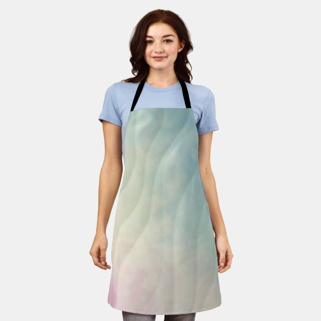 Pastel Watercolour Wavy Pattern Apron (Worn)