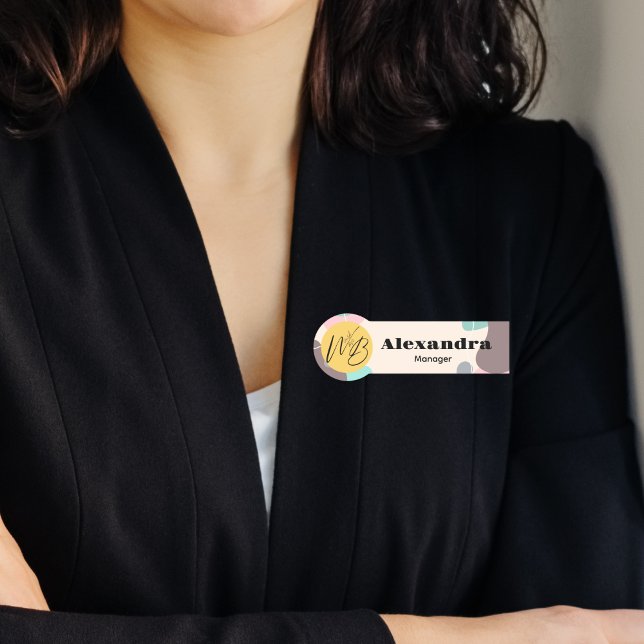 Pastel Wave Modern Business Restaurant Employee Name Tag (Creator Uploaded)