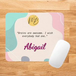 Pastel Wave Personalised Name Office Logo School Mouse Pad