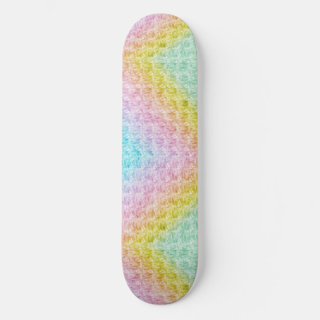 Pastel Wave Rainbow Colours Skate Deck (Front)