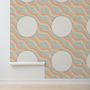 Pastel Waves Modern Geometric Circle Border Wallpaper