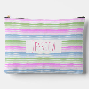 Pastel Wavy Striped Modern Personalised Accessory Pouch