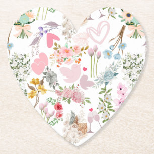 Pastel Wedding ornaments pattern 02 Paper Coaster