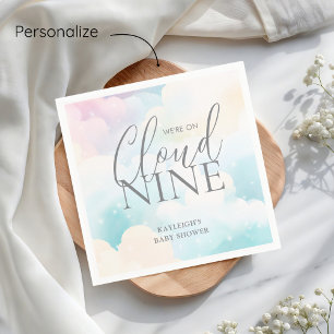 Pastel We're on Cloud Nine Baby Shower Napkin