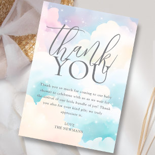 Pastel We're on Cloud Nine Baby Shower Thank You Card