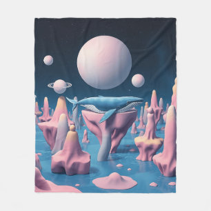 Pastel Whale in Floating Island Dreamscape Fleece Blanket