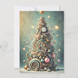 Pastel Whimsical Christmas Tree Holiday Greetings Card