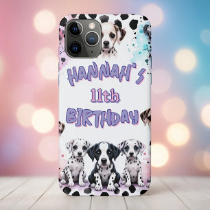 Pastel Whimsical Dalmatian Birthday Party iPhone 11 Pro Case
