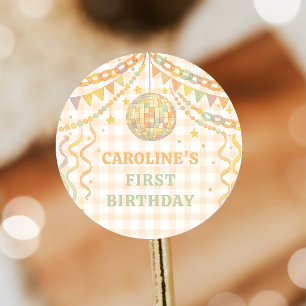 Pastel Whimsical Disco Ball Birthday Sticker