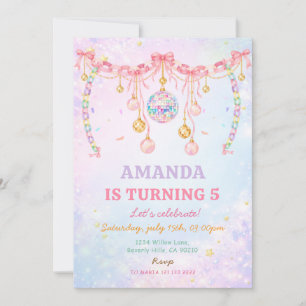 Pastel Whimsical Disco Garland Birthday Party Invitation