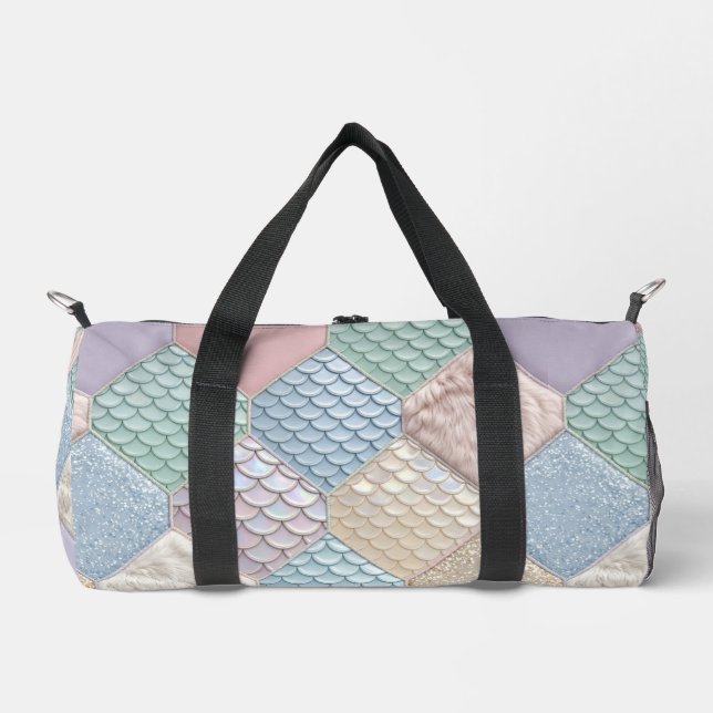 Pastel Whimsical Fairytale Patchwork Duffel Bag (Front)