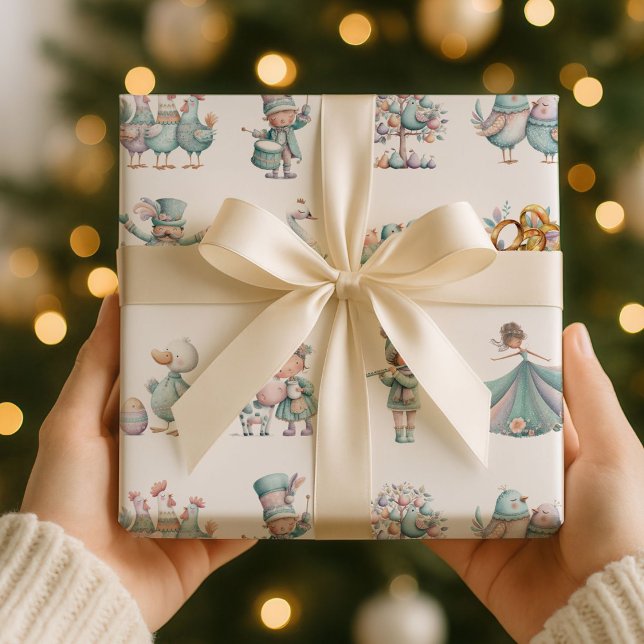 Pastel Whimsical Ilustrations 12 days of Christmas Wrapping Paper (Creator Uploaded)