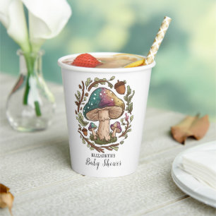 Pastel Whimsical Mushroom Baby Shower Paper Cups