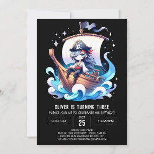 Pastel Whimsical Pirate Birthday Invitation