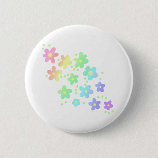 Pastel Whimsical Rainbow Flowers 6 Cm Round Badge (Front)