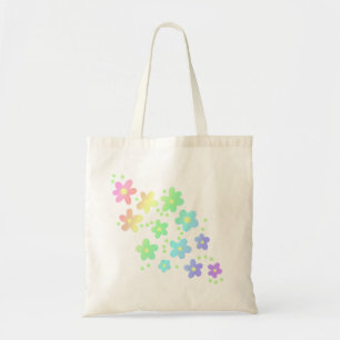 Pastel Whimsical Rainbow Flowers Tote Bag