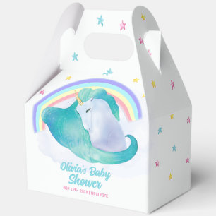 Pastel Whimsical Star Unicorn Rainbow Baby Shower Favour Box
