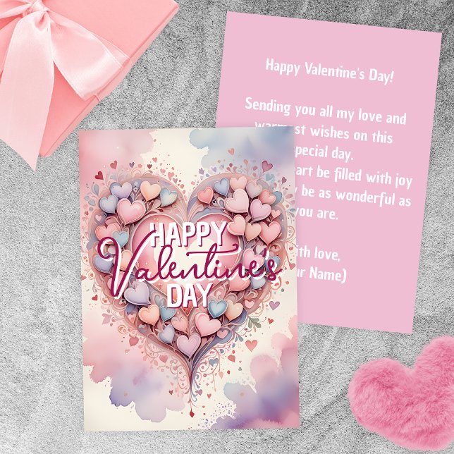 Pastel Whimsical Watercolor Heart Valentine's Day Card (Creator Uploaded)