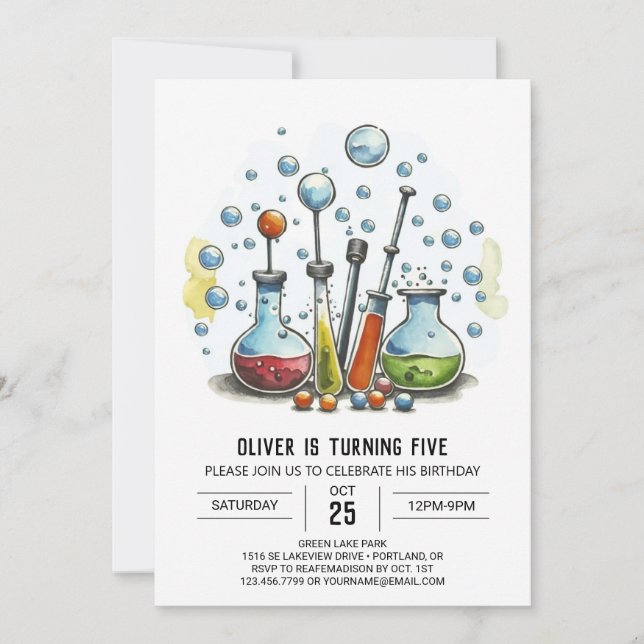  Pastel Whimsy Lab Chemistry Birthday Invitation (Front)