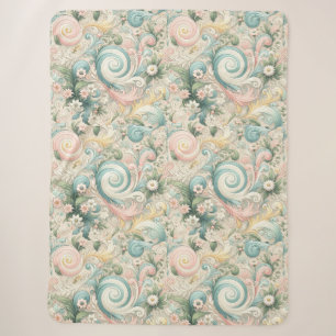 Pastel Whimsy Swirls: A Cottagecore Daydream Sherpa Blanket