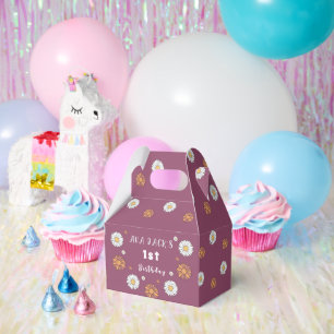 Pastel white and pink orange daisy flowers favour box