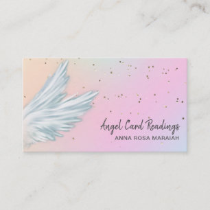 *~* Pastel White Angel Wings Starry Rainbow Business Card