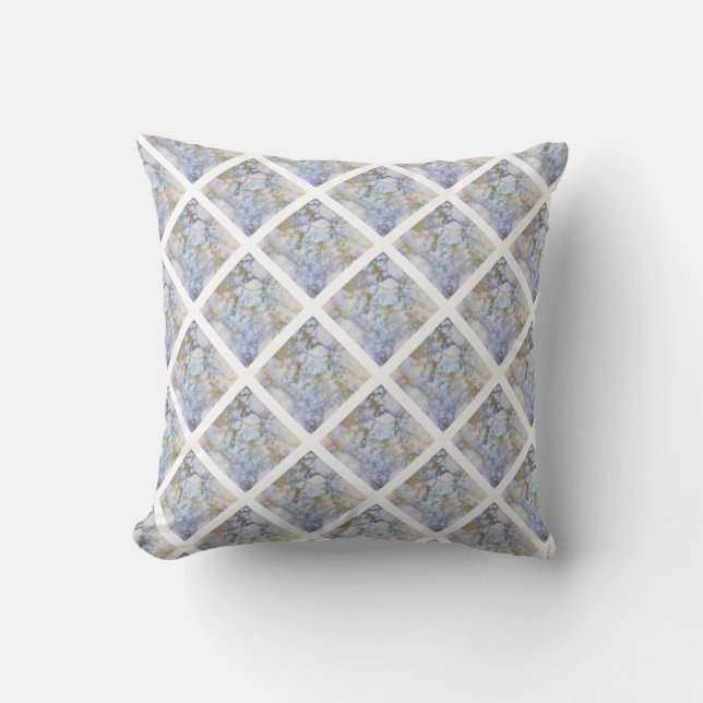 PASTEL WHITE HAMPTONS MARBLE GRID CUSHION (Front)