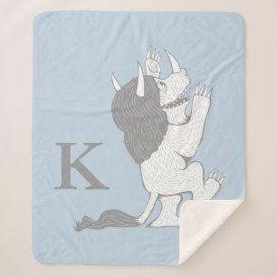 Pastel Wild Thing Add Your Initial Sherpa Blanket