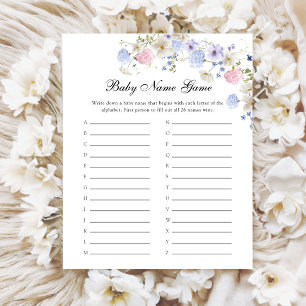 Pastel Wildflower Baby Names A to Z Shower Game